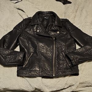 Motorcycle Jacket New Look Like Leather Biker Large  Women Coat